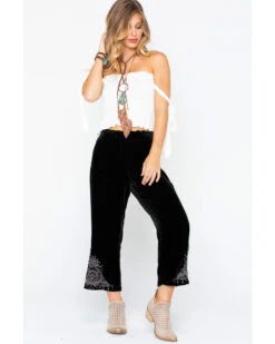 Johnny Was Women's Hirsch Velvet Embroidered Crop Pants -Cheap Western Femme Store 2000257328 001 P6