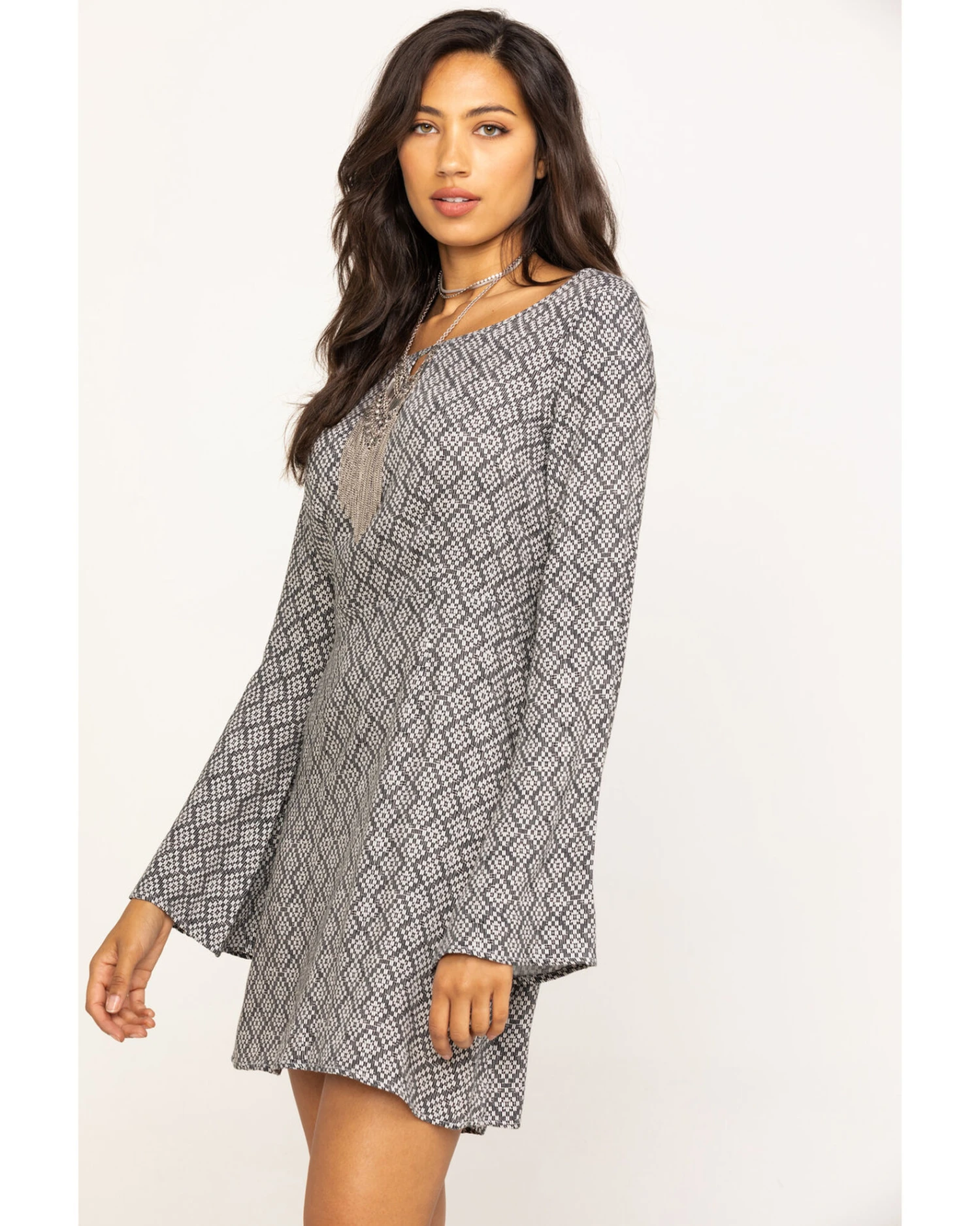 Stetson Women's Geometric Southwestern Bell Sleeve Dress 1 Stetson Women's Geometric Southwestern Bell Sleeve Dress