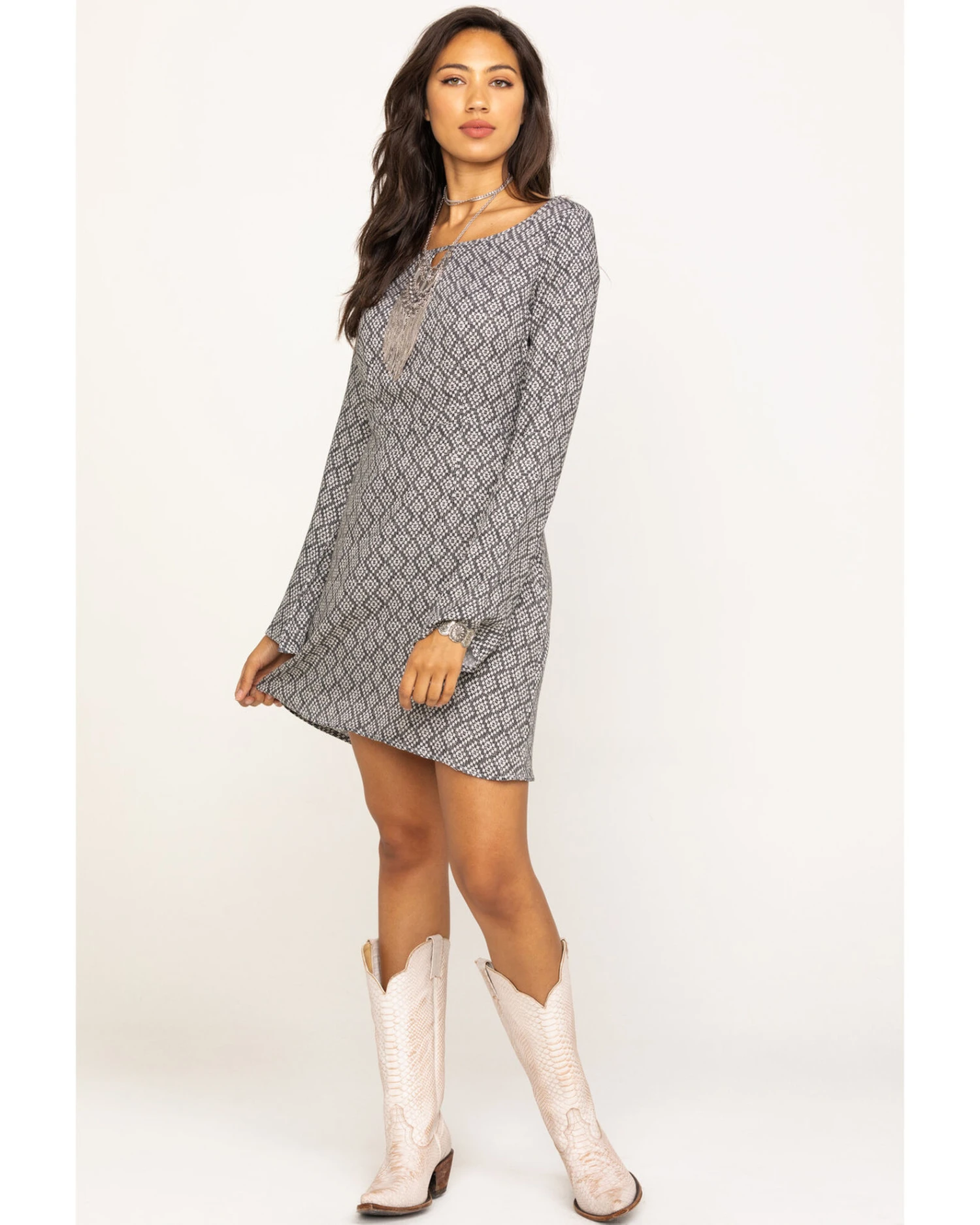 Stetson Women's Geometric Southwestern Bell Sleeve Dress 2 Stetson Women's Geometric Southwestern Bell Sleeve Dress - Image 2