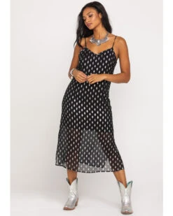 Band Of The Free Women's Black Dot Slip Midi Dress -Cheap Western Femme Store 2000308167 001 P1