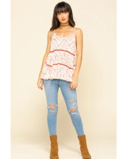 Miss Me Women's Ivory & Red Print Tiered Top 8 Miss Me Women's Ivory & Red Print Tiered Top -Cheap Western Femme Store 2000309315 220 P6