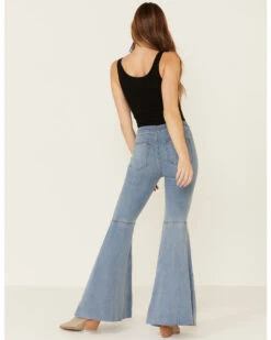 Free People Women's Light Wash High Rise Just Float On Flare Jeans