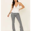 Rock & Roll Denim Women's Pinstripe High Rise Flare Jeans