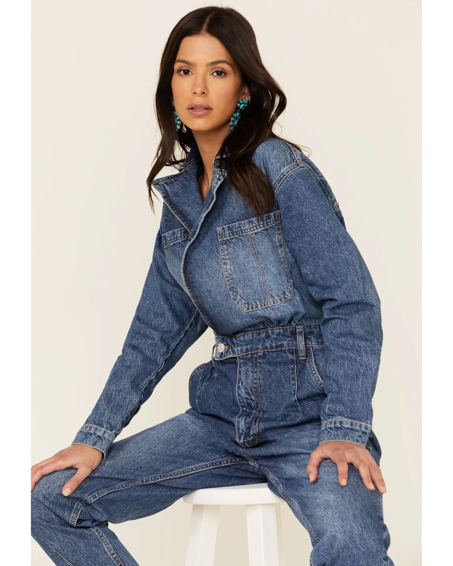 Free People Women's Denim Maris Coveralls 1 Free People Women's Denim Maris Coveralls