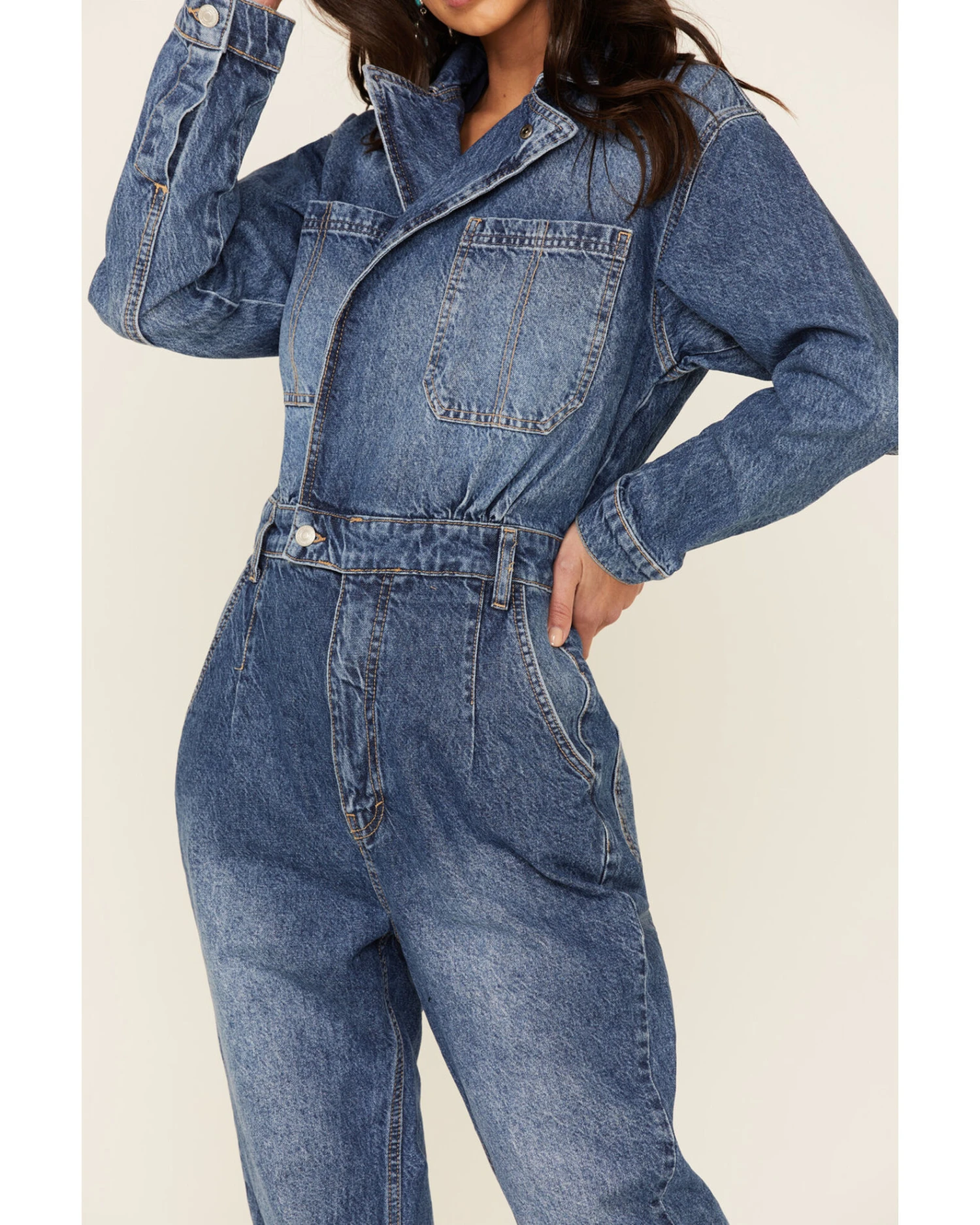 Free People Women's Denim Maris Coveralls 2 Free People Women's Denim Maris Coveralls - Image 2