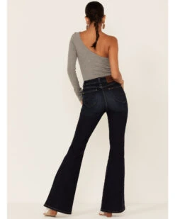 Lee Women's High Rise Dark Wash Late Night Flare Jeans