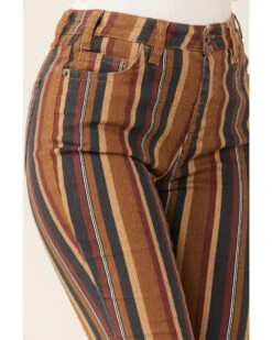 Rock & Roll Denim Women's Multi Striped Stretch High Rise Flare Jeans