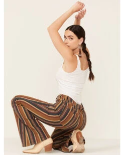 Rock & Roll Denim Women's Multi Striped Stretch High Rise Flare Jeans -Cheap Western Femme Store 2000351471 900 P4