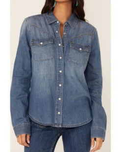 Idyllwind Women's Medium Wash Don't Settle Denim Western Shirt