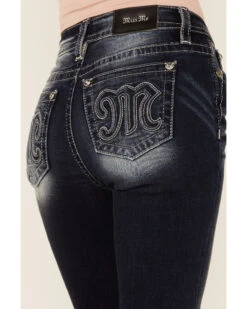 Miss Me Women's Denim Puff "M" Logo Bootcut Denim Jeans