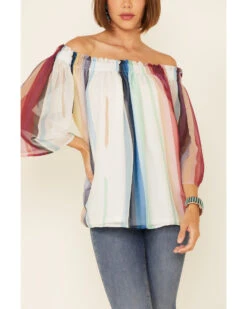 Tasha Polizzi Morroco Striped Off-Shoulder Top