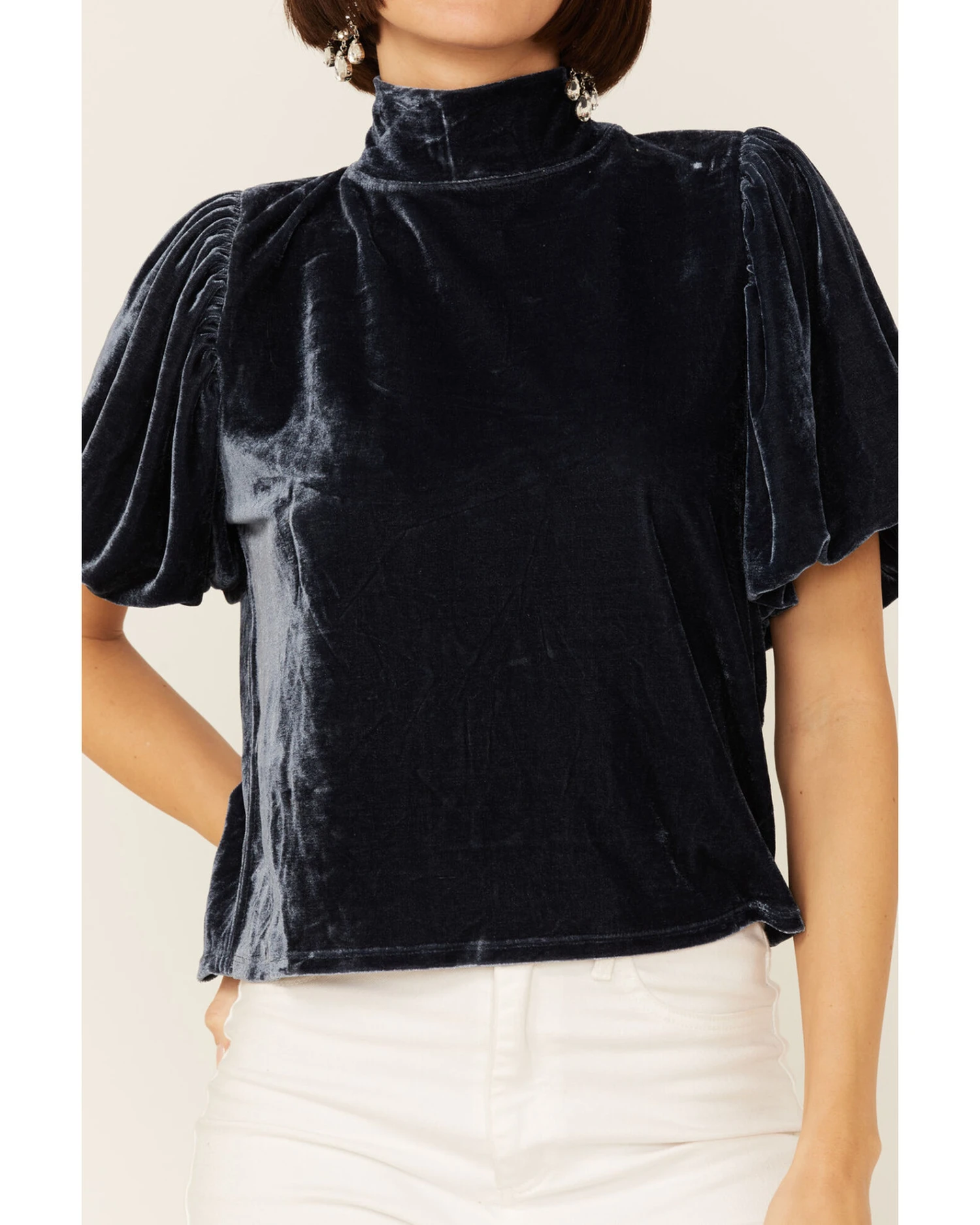 Free People Women's Velvet Knit Claudia Puff Short Sleeve Tee 3 Free People Women's Velvet Knit Claudia Puff Short Sleeve Tee - Image 3