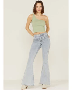 Shyanne Women's Light Wash High Rise Front Yoke Flare Jeans -Cheap Western Femme Store 2000358741 412 P1