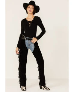 Understated Leather Women's Leather Suede Paris Texas Chaps -Cheap Western Femme Store 2000358787 001 P1
