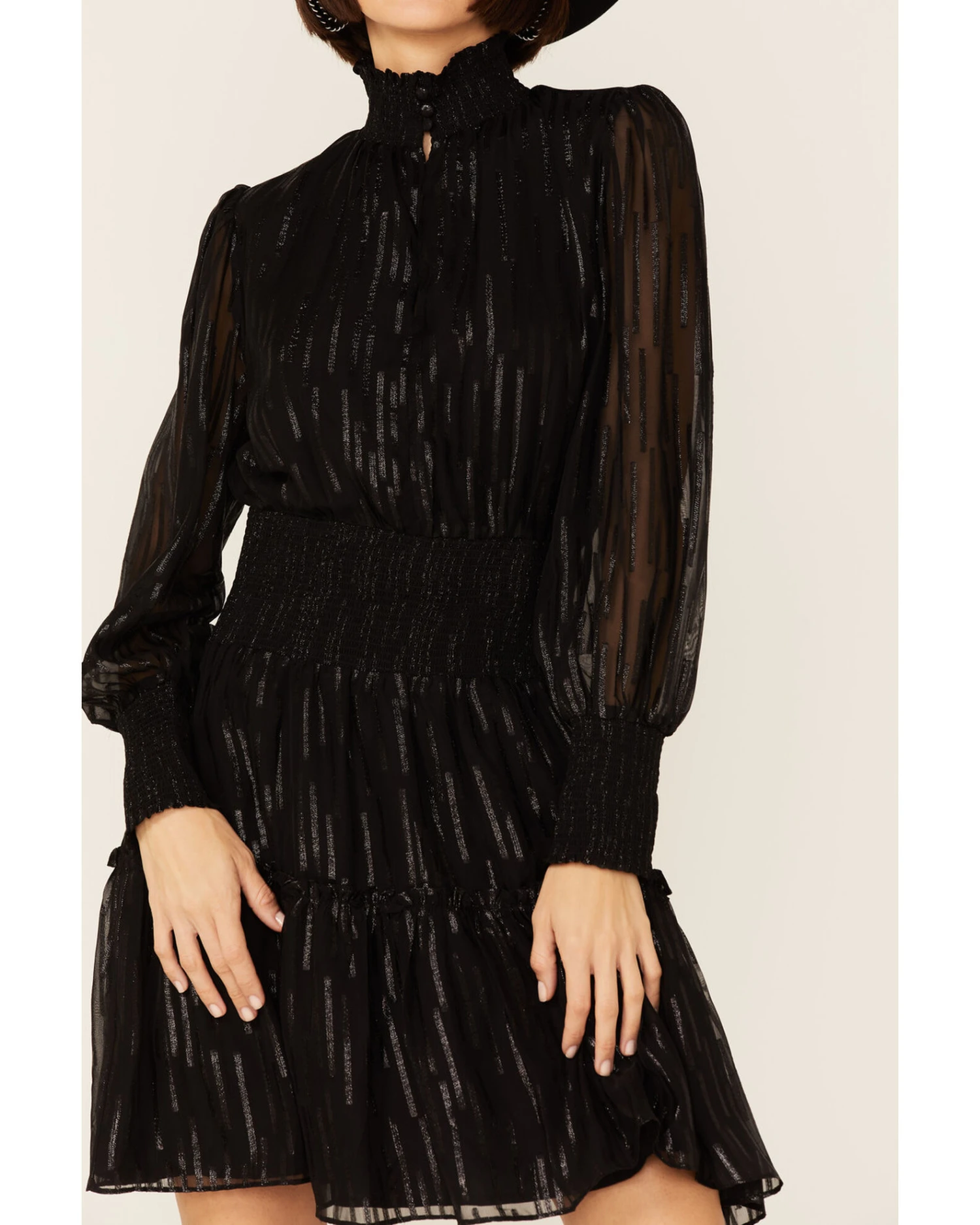 Revel Women's Sparkle Shirred Mock Neck Party Dress 2 Revel Women's Sparkle Shirred Mock Neck Party Dress - Image 2