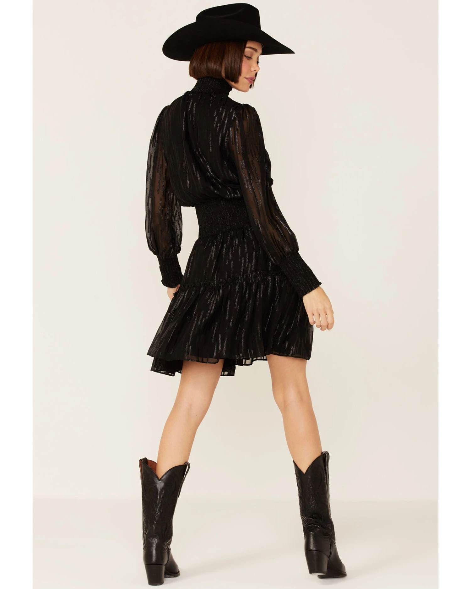 Revel Women's Sparkle Shirred Mock Neck Party Dress 4 Revel Women's Sparkle Shirred Mock Neck Party Dress - Image 4