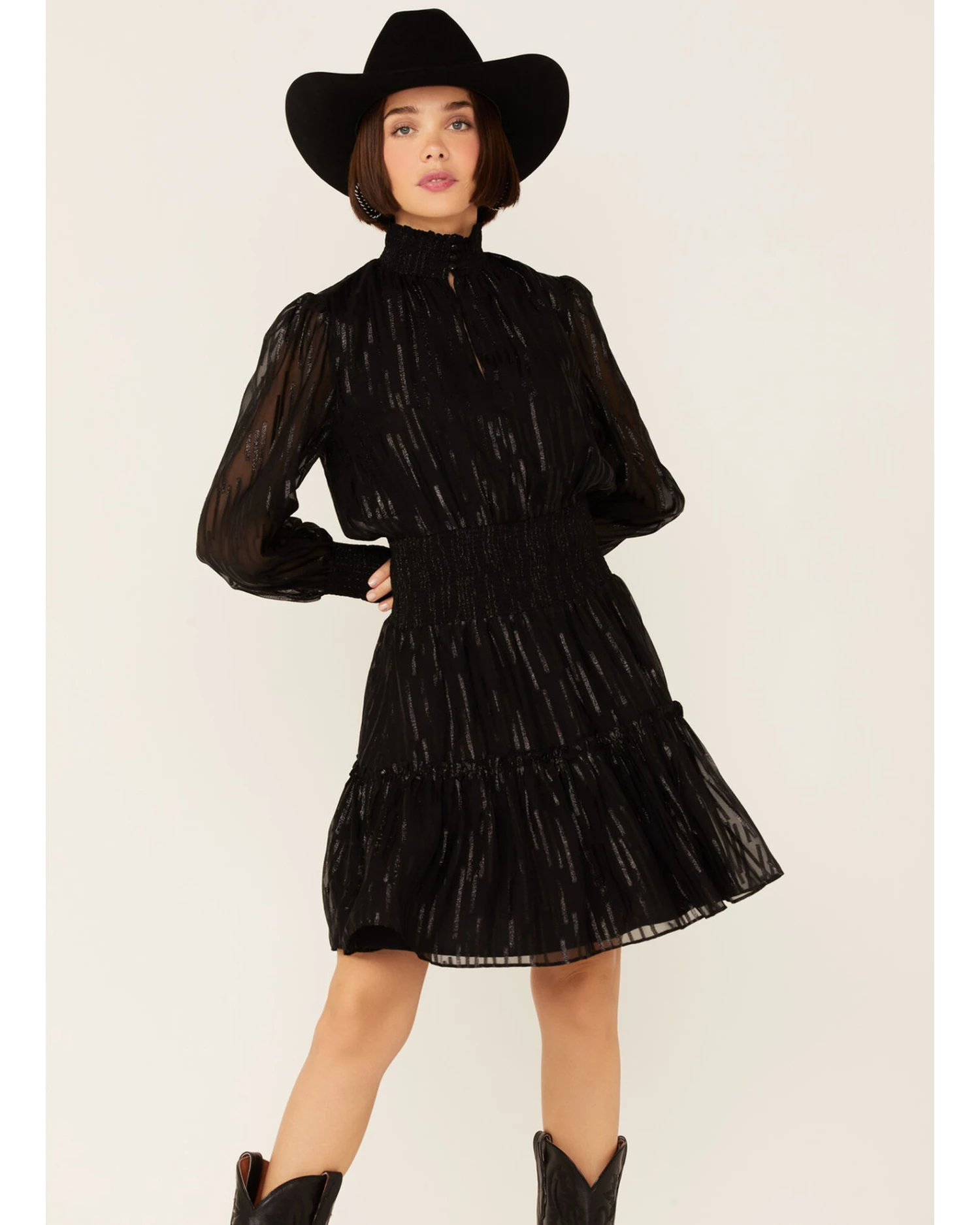 Revel Women's Sparkle Shirred Mock Neck Party Dress 1 Revel Women's Sparkle Shirred Mock Neck Party Dress