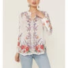 Johnny Was Women's Yasmine Embroidered Long Sleeve White Blouse
