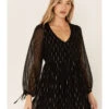 Band Of The Free Women's Black Hera Long Sleeve Mini Dress