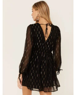 Band Of The Free Women's Black Hera Long Sleeve Mini Dress -Cheap Western Femme Store 2000363402 001 P3