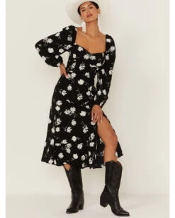 Band Of Gypsies Women's Primrose Floral Midi Dress -Cheap Western Femme Store 2000363405 001 P1