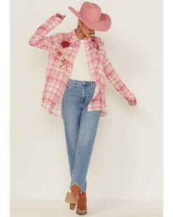 Johnny Was Women's Sonya Plaid Embroidered Floral Long Sleeve Shirt