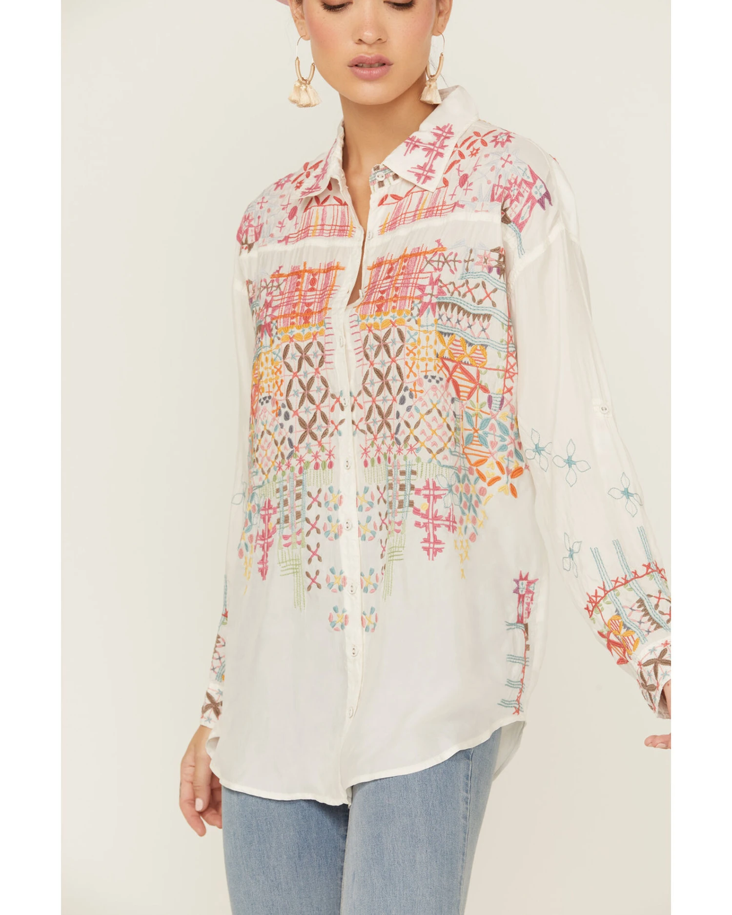 Johnny Was Women's Ryan Embroidered Button Down Long Sleeve Shirt 2 Johnny Was Women's Ryan Embroidered Button Down Long Sleeve Shirt - Image 2