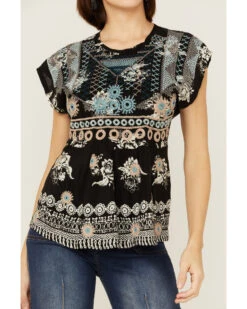 Johnny Was Women's Perlette Tie-Back Silk Pattern Blouse