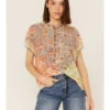 Johnny Was Women's Prima Patchwork Embroidered Floral Blouse