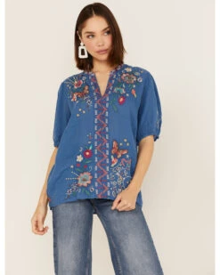 Johnny Was Women's Olinda Effortless Embroidered Floral Blouse