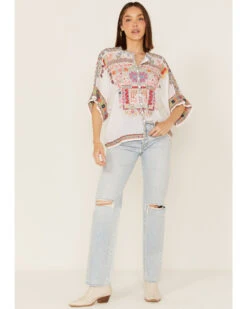 Johnny Was Women's Xylia Embroidered Wildlife & Floral Short Sleeve Blouse -Cheap Western Femme Store 2000363662 100 P2