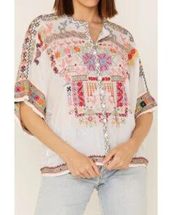 Johnny Was Women's Xylia Embroidered Wildlife & Floral Short Sleeve Blouse -Cheap Western Femme Store 2000363662 100 P3