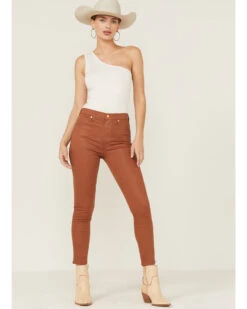 7 For All Mankind Women's Coated Faux Leather Ankle Skinny Jeans -Cheap Western Femme Store 2000364281 200 P1