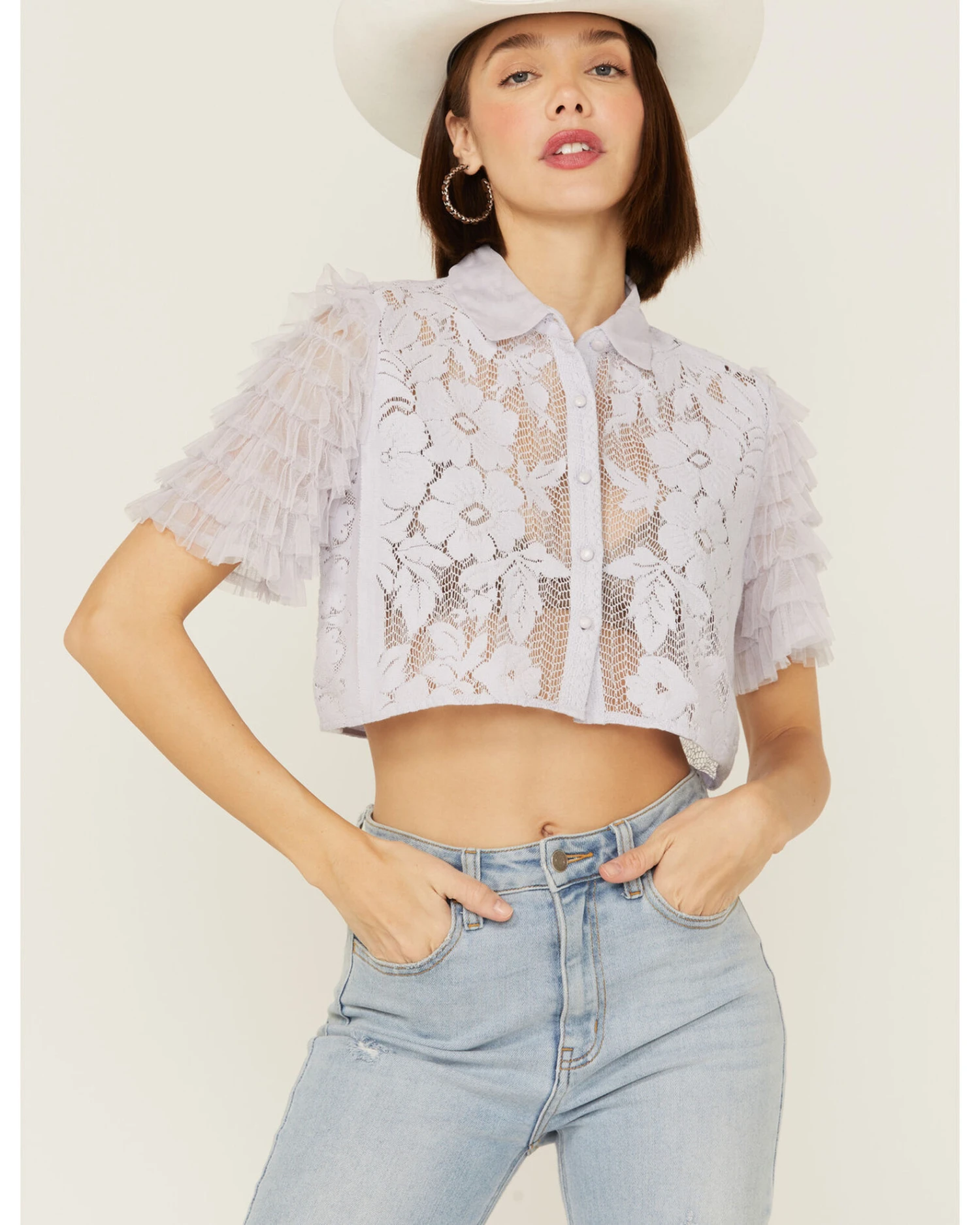 Free People Women's Madonna Lilac Top 4 Free People Women's Madonna Lilac Top - Image 4