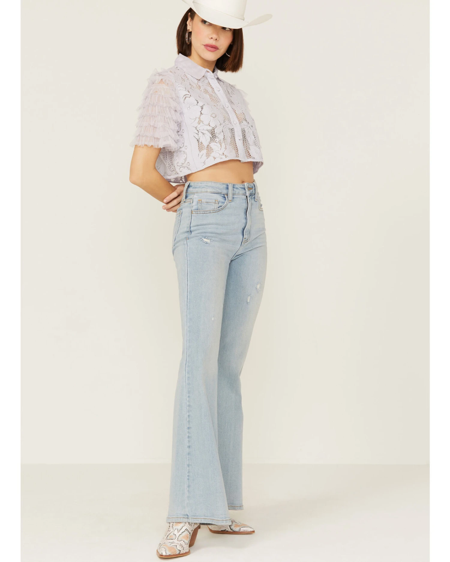 Free People Women's Madonna Lilac Top 3 Free People Women's Madonna Lilac Top - Image 3