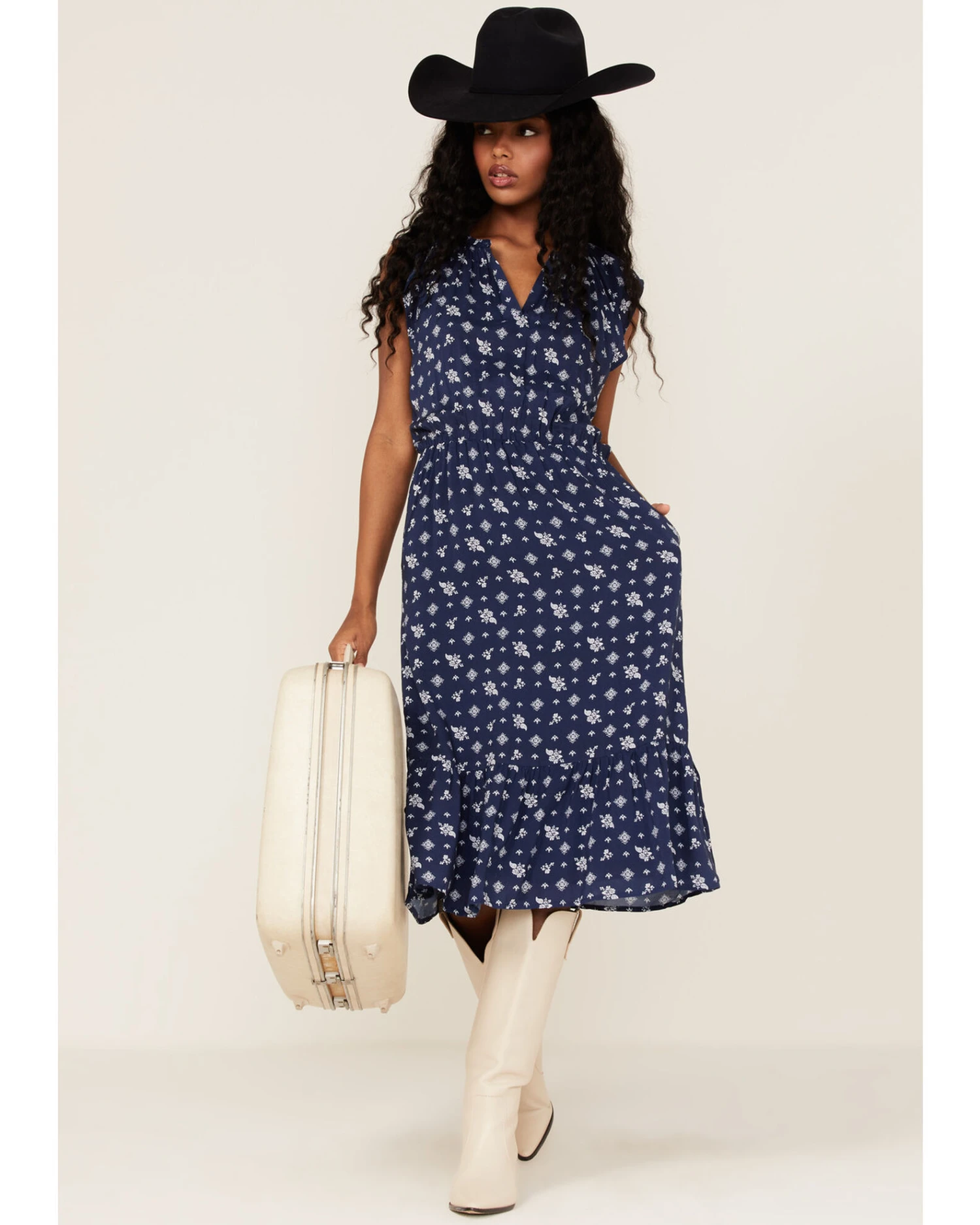 Stetson Women's Ditsy Floral Paisley Print Ruffle Flounce Midi Dress 3 Stetson Women's Ditsy Floral Paisley Print Ruffle Flounce Midi Dress - Image 3