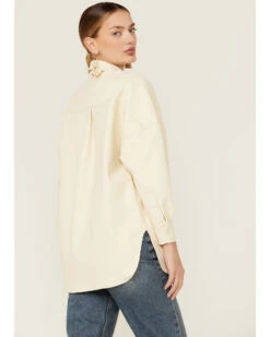 Sadie & Sage Women's Faux Leather Ecru Shacket -Cheap Western Femme Store 2000367466 103 P4