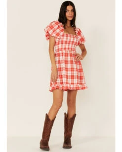 Show Me Your Mumu Women's Colvin Plaid Print Short Puff Sleeve Mini Dress -Cheap Western Femme Store 2000368249 600 P2