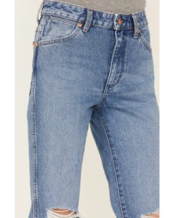 Wrangler Women's Wild West 603 Light Wash Patty High Rise Distressed Cropped Straight Jeans -Cheap Western Femme Store 2000371280 400 P2