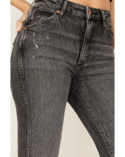 Wrangler Women's Dark Wash High Rise Distressed Wild West Straight Jeans