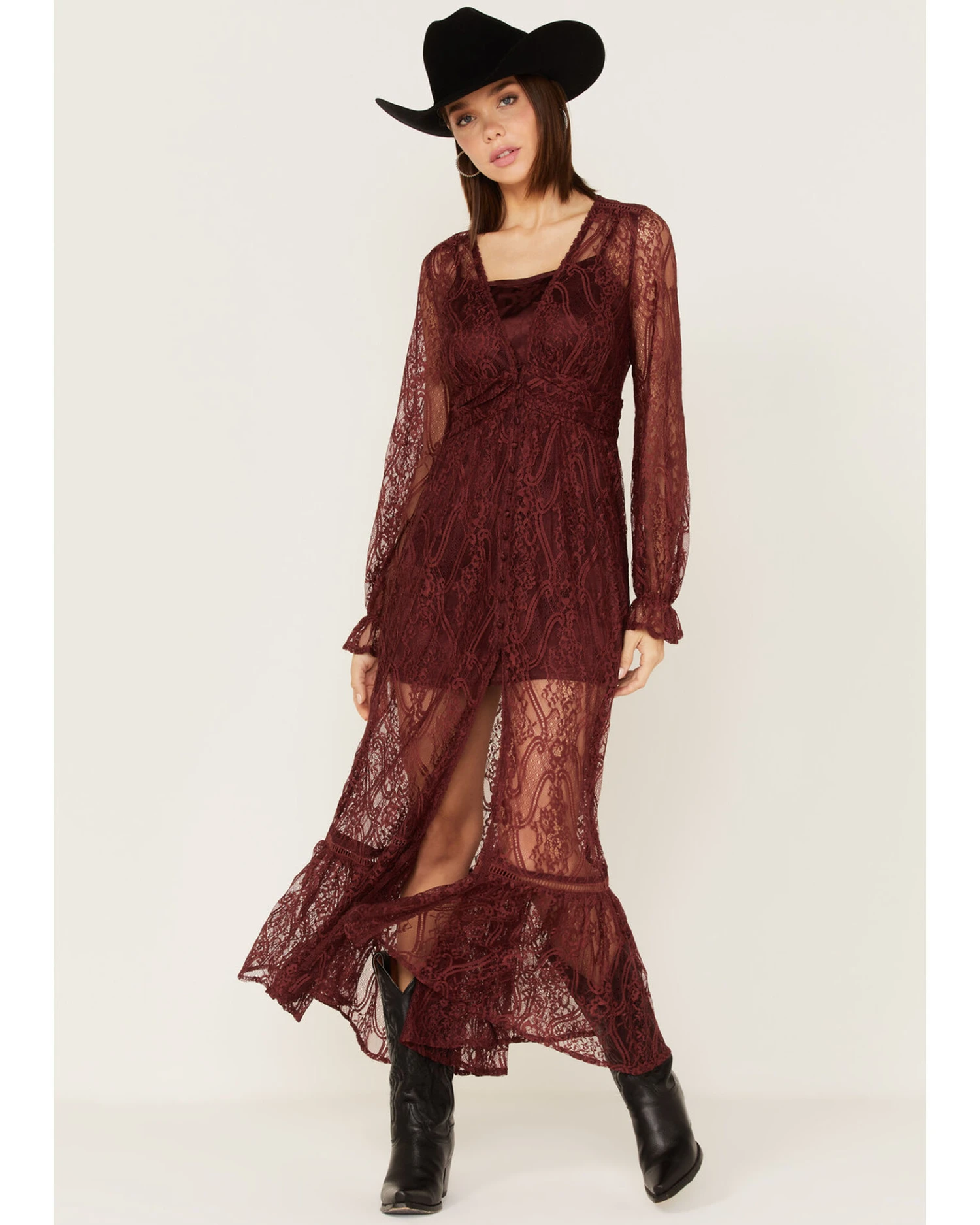 Shyanne Women's Floral Lace Duster Dress 1 Shyanne Women's Floral Lace Duster Dress