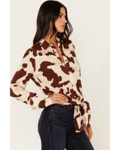 Idyllwind Women's Cow Print Tie Front Long Sleeve Western Shirt 6 Idyllwind Women's Cow Print Tie Front Long Sleeve Western Shirt -Cheap Western Femme Store 2000373634 110 P4