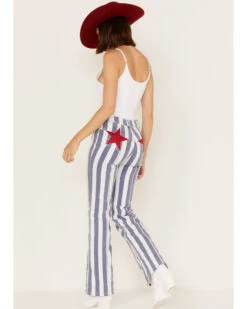 Free People Women's Firecracker Star & Stripe Flare Jeans -Cheap Western Femme Store 2000374739 400 P3