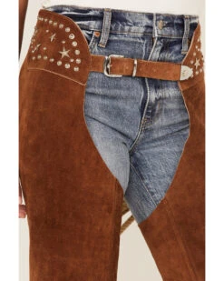 Understated Leather Women's Studded Suede Paris Texas Chaps