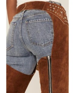 Understated Leather Women's Studded Suede Paris Texas Chaps -Cheap Western Femme Store 2000374932 280 P4
