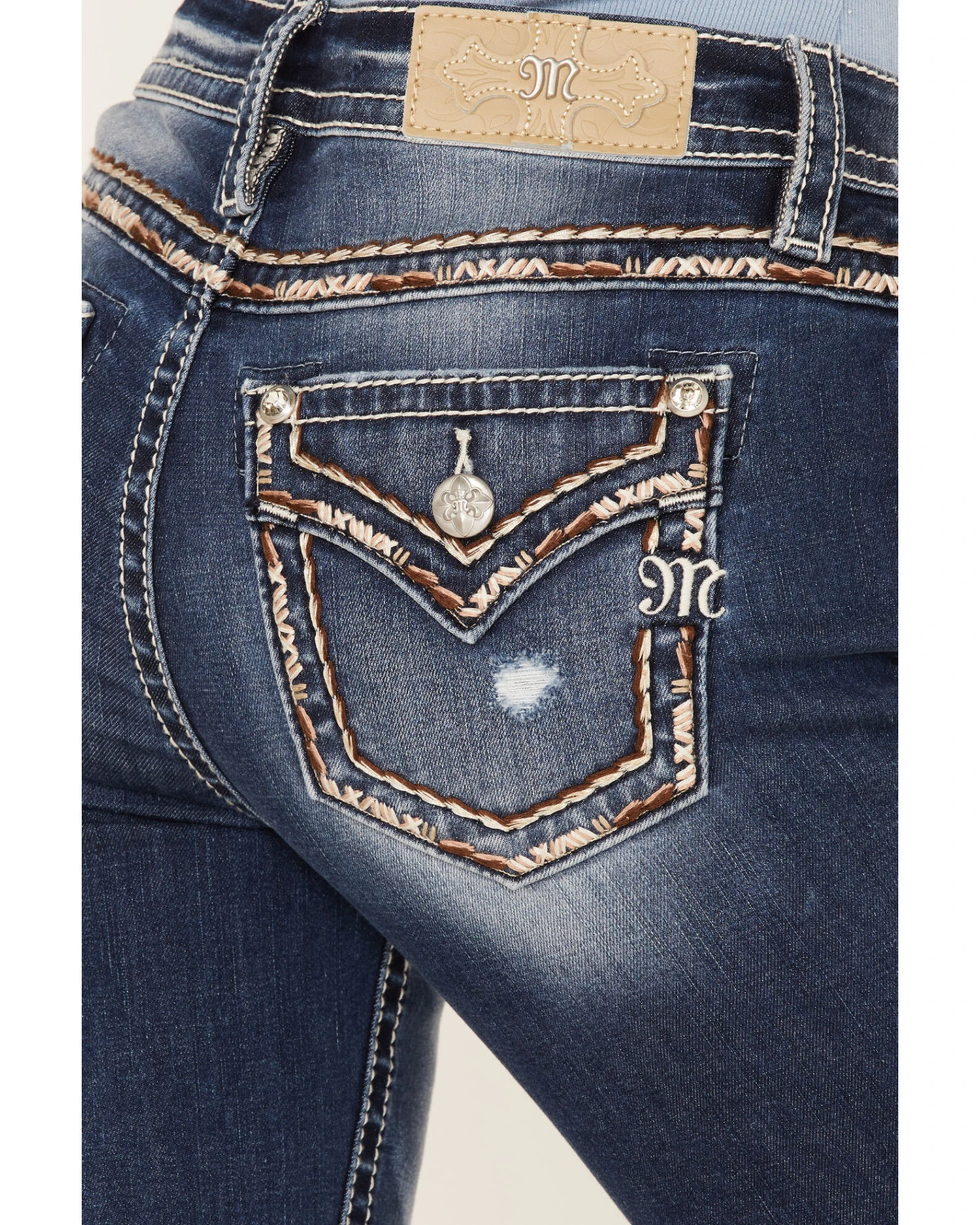 Miss Me Women's Dark Wash Mid Rise Embroidered Rhinestone Distressed Straight Jeans 1 Miss Me Women's Dark Wash Mid Rise Embroidered Rhinestone Distressed Straight Jeans