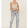 Daze Women's Medium Wash High Rise Straight Jeans