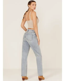 Daze Women's Medium Wash High Rise Straight Jeans -Cheap Western Femme Store 2000378673 400 P3