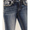 Miss Me Women's Medium Wash Mid Rise Embroidered Stone & Sequin Bootcut Jeans