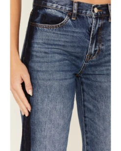 Ceros Women's Medium Wash High Rise Dark Wash Side Seam Straight Jeans 7 Ceros Women's Medium Wash High Rise Dark Wash Side Seam Straight Jeans -Cheap Western Femme Store 2000379283 400 P2